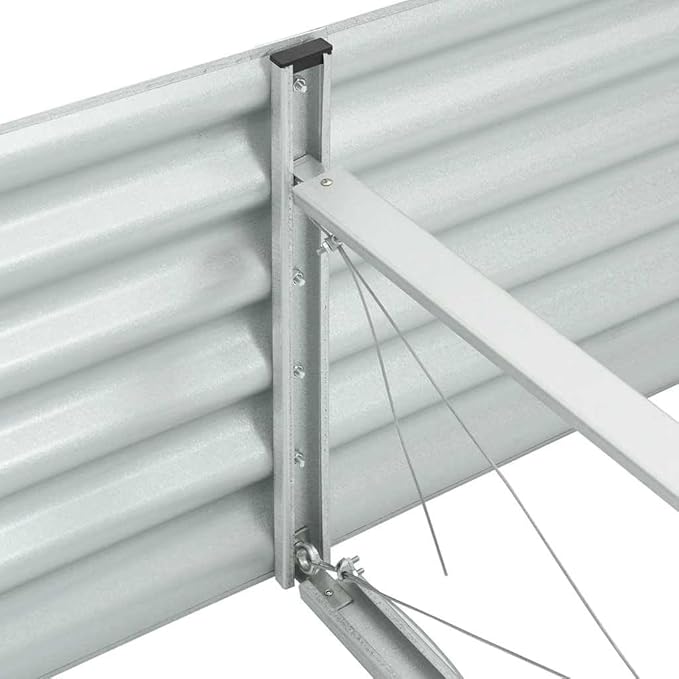 Large Galvanized Steel Raised Garden Bed 157.5 x 157.5 x 17.3 in Silver Rectangular Outdoor Planter Box Durable Metal Elevated Flower &amp Vegetable Bed for Patio Balcony Yard