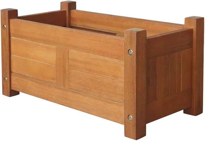 Garden Planter Raised Bed Acacia Wood Patio Flower Plant Vegetable Bed with Slatted Bottom Wooden Lawn Backyard Outdoor Patio DIY Decor 19.7 x 9.8 x 9.8