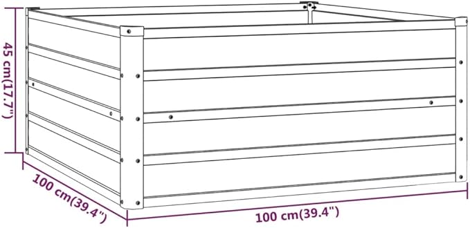 Garden Bed Durable Steel Landscape Retaining Galvanized Raised Bed for Patio Iron Welded Wire Mesh for Flowers Veggies 39.4x39.4x17.7in