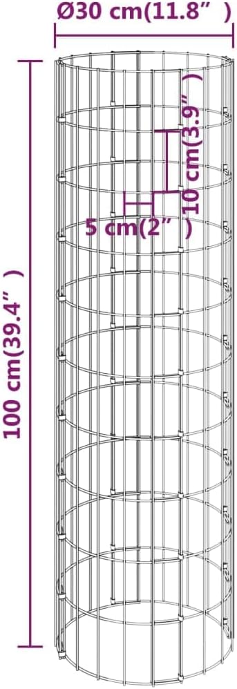 vidaXL Galvanized Steel Circular Gabion Raised Bed Set - Rustproof - Setup Includes 4 Different Sized Gabions - Ideal for Garden Projects
