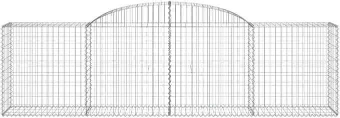 Gabion Basket Set of 3 Silver Galvanized Iron Outdoor Raised Garden Bed Planter 118x39 Modern Industrial Metal Fence Wall for Patio Backyard