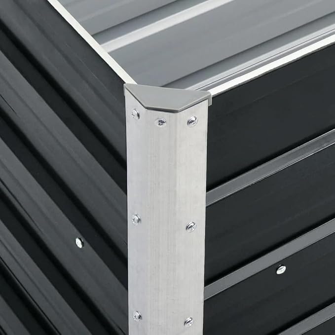 Rectangular Anthracite Galvanized Steel Raised Garden Bed 94.5x15.7x17.7 inches Durable Outdoor Planter Box for Vegetables Flowers Herbs