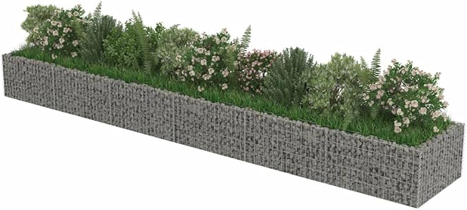 Gabion Raised Bed Gabion Planter Raised Bed Gabion Basket for Outdoor Garden Yard Galvanised Steel 212.6x35.4x19.7