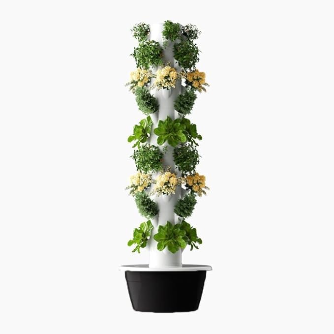 Hydroponic Grow Tower Vertical Aeroponic Tower for FruitsFlowersVegetables 9 Layer 36 Pots Planter with Water Tank and Pump Black