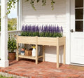 Elevated Garden BedWood Raised GBoxwith Side TableBottom ShelfBed Liners and Drainage Holes