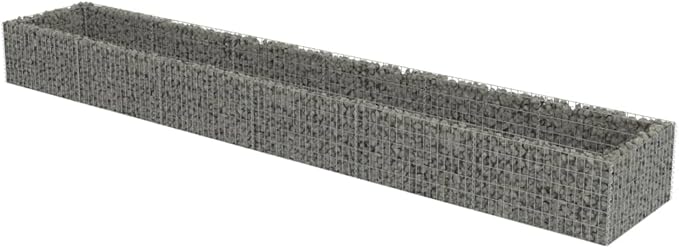 Gabion Planter Raised Bed Outdoor Garden Galvanized Steel Wire Mesh Grid Stone Wall Flower Raised Bed for Vegetables Flowers Plants 212.6x35.4x 19.7