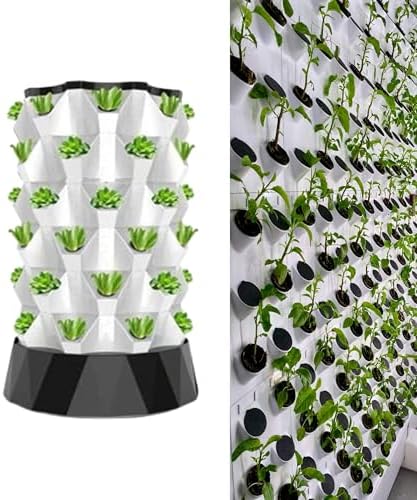 Aeroponic Garden Tower - Hydroponic Growing System for Vegetables Herbs and Strawberries - 48 Holes for Indoor and Outdoor Use