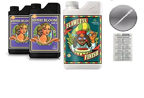 Advanced Nutrients Sensi Bloom A and B 4 Liter with Flawless Finish 4 Liter Bundle with Conversion Chart and 3mL Pipette