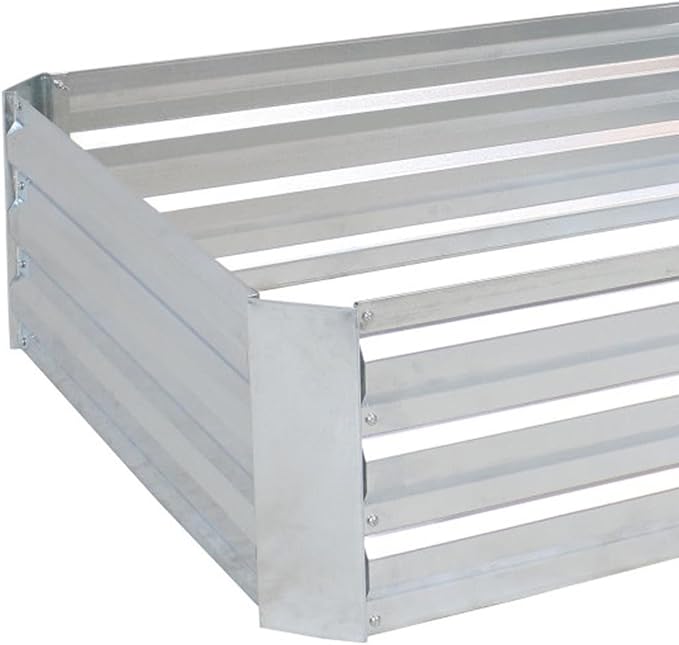 HomeRoots 12 X 48 Silver Steel Rectangular Raised Garden Bed