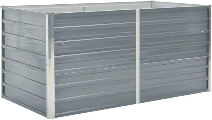 Raised Garden Bed 63x31.5x30.3 Galvanised Steel Gray