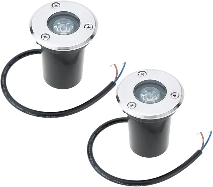 2 Pack LED Waterproof Inground Lights IP67 Landscape Lighting 3W Outdoor Garden Path Spotlights DC12V/24V Recessed Buried Lamps for Walkways (Colorful 12V)
