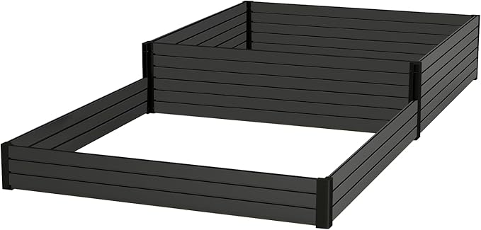 Elevated Wooden Raised Garden Planter - 2-Tier Outdoor Flower &amp Vegetable Box for Patio Backyard or Garden - Durable Weather-Resistant Design - 47.2 x 47.2 x 12.2 (Black)