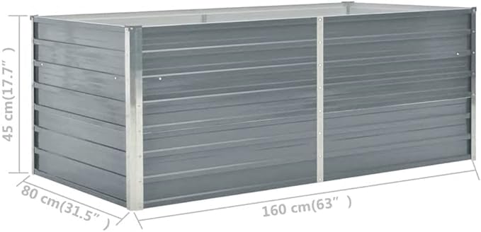 Garden Beds Outdoor Planter Cages Boxes Decorative Front Yard Raised Garden Bed 63x31.5x17.7 Galvanized Steel Gray for in Balcony Patio or Yard