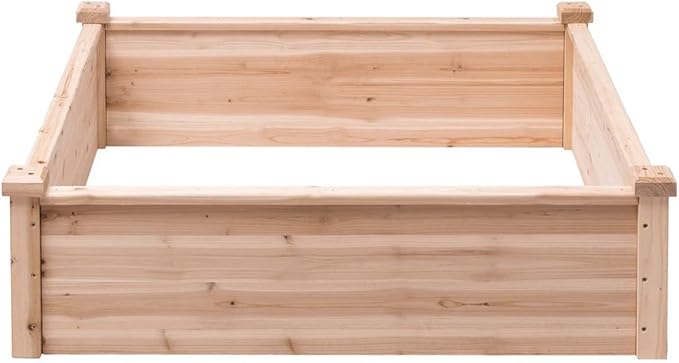 GRAFFY Rectangular Raised Garden Bed Wood Planter for Vegetable Flower 40''Lx40''Wx12''H Natural