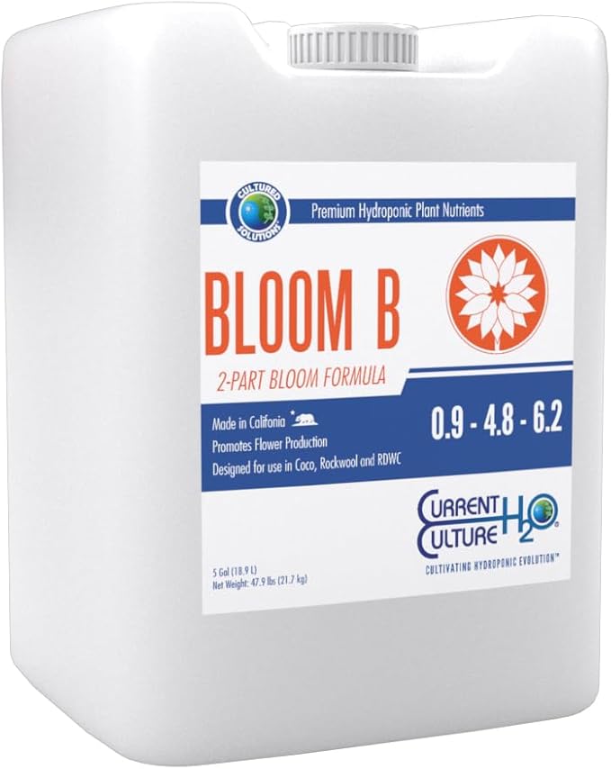 Bloom B - Pure Liquid Fertilizers | Crystal Clear Blends | Consistently pH Stable | Developed for Hydroponic Applications - 5 Gallon Size