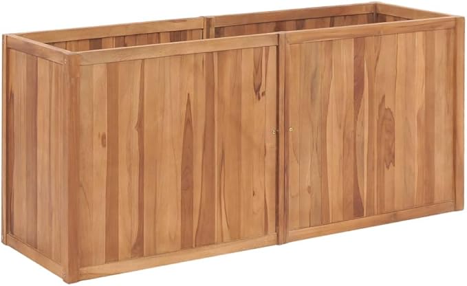 vidaXL Durable Garden Raised Bed - Solid Teak Wood - Weather - Seasoned and Kiln Dried - Perfect for Outdoor Use and DIY Garden Decoration - Open Bottom - Easy Assembly - Dimensions: 59.1x19.7x...
