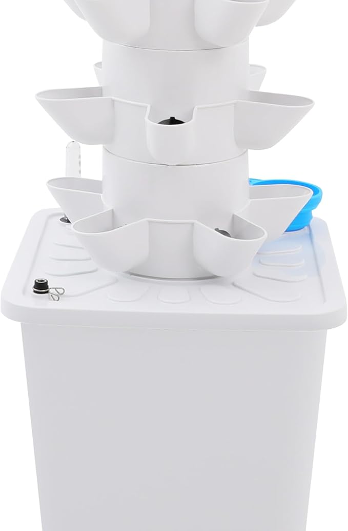 7-Tier Vertical Hydroponics Growing System Kit 35 Plant Hydroponics Growing Tower with 118.11In Lift 63.4 Gal/H Flow Rate 2.64Gal Tank for Fruits Vegetables Indoor Gardening