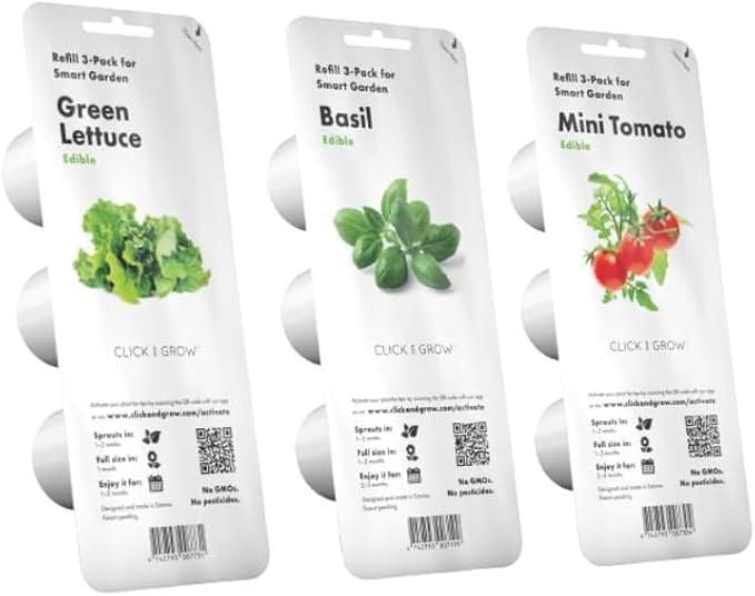 Click &amp Grow Indoor Herb Garden Kit with Grow Light | Easier Than Hydroponics Growing System | Smart Garden for Home Kitchen Windowsill | Vegetable &amp Herb Garden Starter Kit with 9 Plant pods
