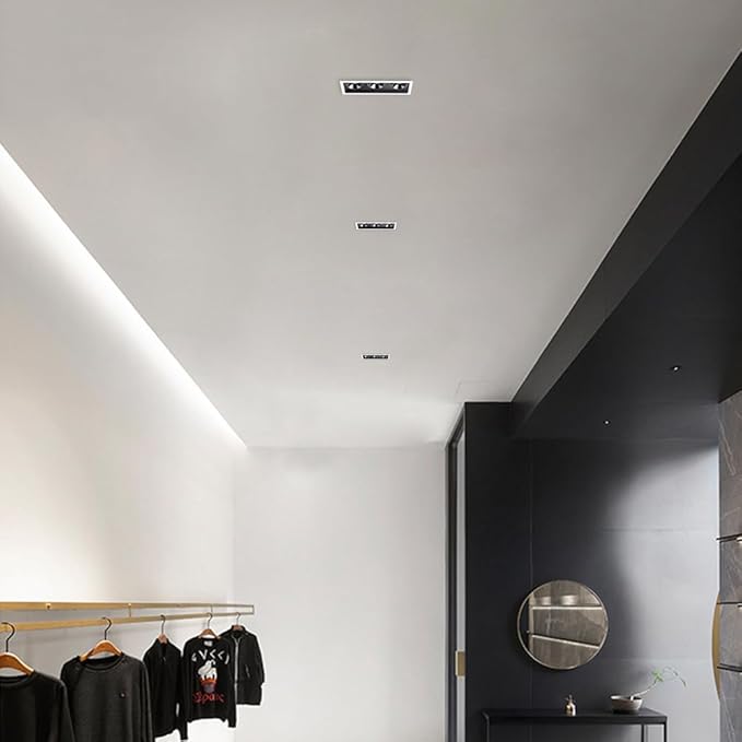 3-Light Recessed Spotlight Led Ceiling Downlight Square Flush Mount Accent Fixture AlumiExpression artistique m Directio l Spotlights for Living Room Bedroom