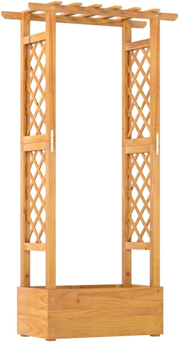60 Tall Pine Wooden Raised Garden Bed with Trellis &amp Flat Roof Planter Box for Climbing Plants Outdoor Planting Stand Roof Climbing Plant Support Raised Beds Backyard Planter Wooden Garden Pla