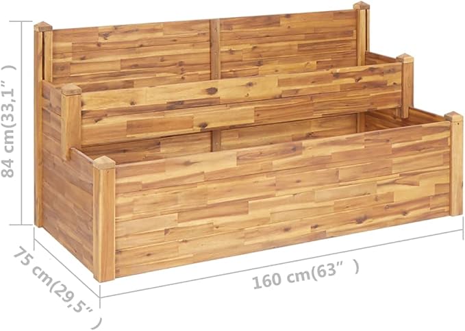Garden Planter Natural Wood Color Solid Acacia Galvanized Steel Wire Welded Grid for Garden Bed on Patio &amp Balcony