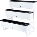3-Tier Raised Garden Bed Planter Kit Indoor Outdoor Vertical Planter Set Rectangular Self Watering Flower Plant Pots for Gardening Enthusiasts(White)