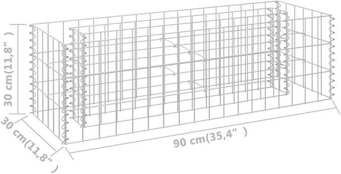 Gabion Planter Raised Bed Outdoor Garden Galvanized Steel Wire Mesh Grid Stone Wall Flower Raised Bed for Vegetables Flowers Plants 35.4x11.8x11.8
