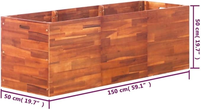 Garden Raised Bed - Acacia Wood Planter for Outdoor Vegetable Herb Flower Planting - Large Wood Box for Gardening Beds 59.1x19.7x19.7