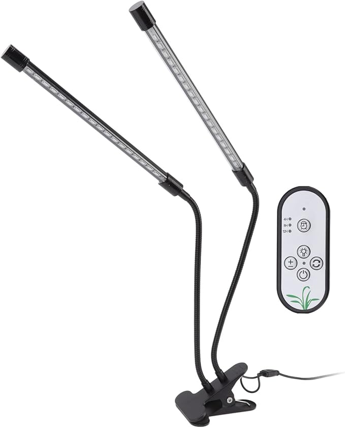 Plant Grow Light Dimmable Dual Head Clip On LED Lamp 30W Full USB Powered - Adjustable Brightness Timing Functions Indoor Gardening