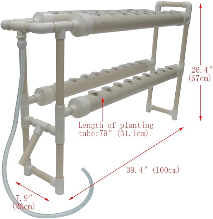 Wall-Mounted Hydroponic Grow Kit 36 Plant Sites Hydroponics Planting System 4 PVC Pipes Hydroponic Gardening Indoor System with 110V Water PumpPlanting SpongeHose