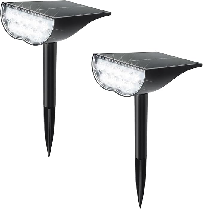 Solar Spot Lights Outdoor - Landscape Lights IP65 Waterproof Single Crystal Solar Landscape Spotlight6500K Adjustable Outdoor LightingSuitable For GardenCourtyardsLanesand Walkways(Warm whi