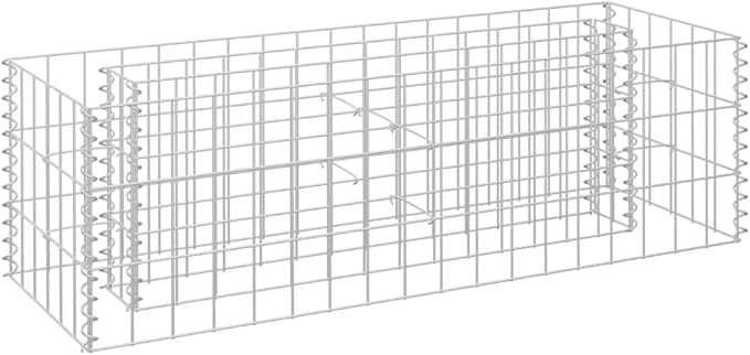 Gabion Planter Raised Bed Outdoor Garden Galvanized Steel Wire Mesh Grid Stone Wall Flower Raised Bed for Vegetables Flowers Plants 35.4x11.8x11.8