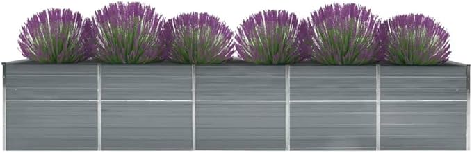 Garden Raised Bed Galvanized Steel 157.5x31.5x17.7 Gray