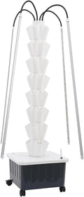 8-Tier 40-Hole Hydroponic Growing System with LED Grow Lights &amp Wheels 24-Hour Timer 5.28 Gal Capacity Vertical Planter Tower Indoor/Outdoor Hydroponics Kit for Herbs or Vegetables