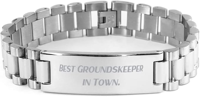 Best Groundskeeper in Town. Ladder Bracelet Groundskeeper Present from Boss Perfect Engraved Bracelet for Men Women Gardening Tool Set Garden gnome Flower pots Garden Hose Green Thumb