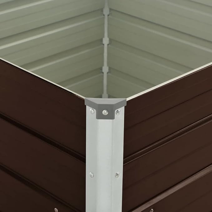 SKM Raised Garden Bed Brown 39.4x39.4x30.3 Galvanized Steel