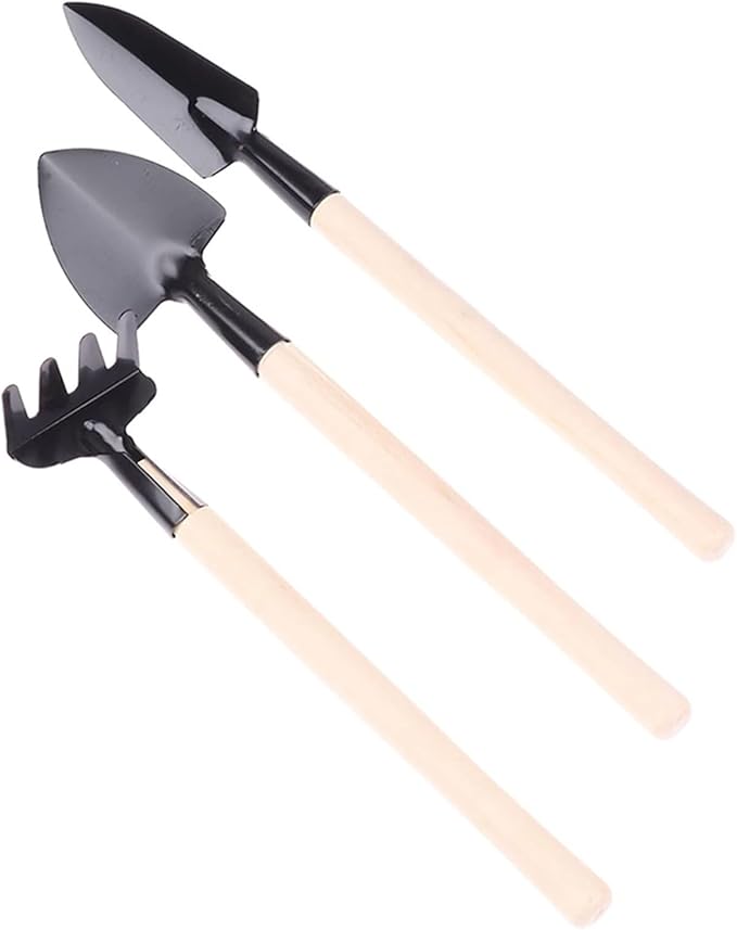 Garden Tools Shovel 2/3PCs/Set Shovel Rake Plng Tools Combination Home Gardening Tool Mini Digging Suits(Natural)
