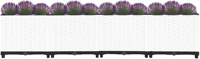 63 White Raised Garden Bed Large Square Planter Box 15 Deep Polypropylene Outdoor Herb Flower Boxes for Patio Balcony Garden