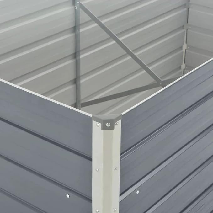 Raised Garden Bed 63x31.5x17.7 Galvanized Steel Gray Elevated Planter Box for Outdoor Patio Balcony Flower Vegetable Garden Raised Beds for Gardening