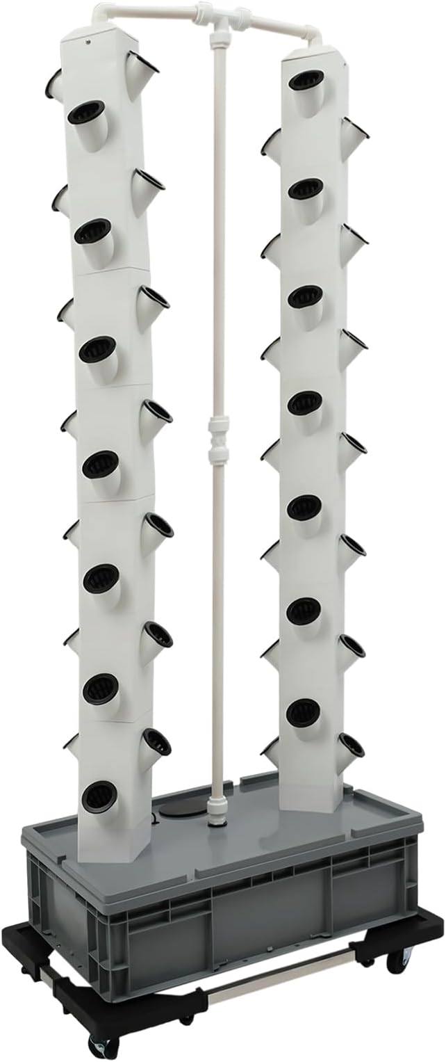 56-Plants Vertical Gardening Stackable Planter Hydroponic Growing Kit 110V Hydroponics Growing System Stackable Herb Vegetable Planters for Balconies Kitchens Offices.