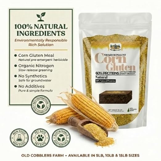 Old Cobblers Farm™ Wicked Repellent Corn Gluten - Lawn Care for Healthy GrassPre-emergant Ground-Breaking Formula with Pure Corn Gluten (5/10/15/20 lbs) (5 lbs)