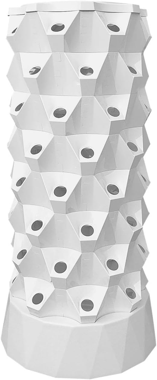 Hydroponic Tower Garden 64 Slots Hydroponic Fruit Tower with Water Pump Plant Tower Outdoor Hydroponic for Apartment Outdoor Gardening