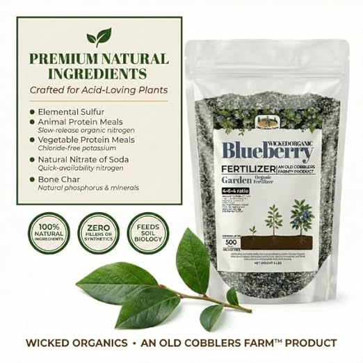 Old Cobblers Farm™ Wicked Organics Blueberry Fertilizer – Balanced Plant Food for Acid-Loving Plants Supports Strong Roots Green Foliage &amp Abundant Blooms (5 lbs | 10 lbs | 15 lbs | 20 lbs) (10