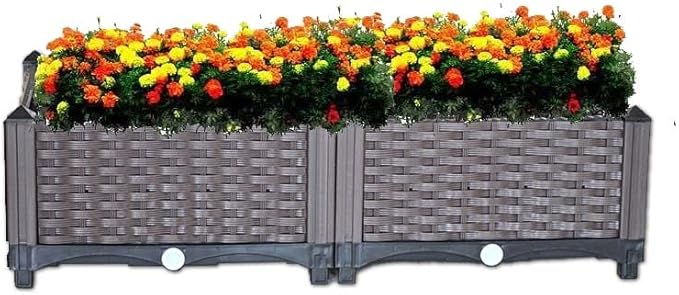 YSUEFIJO Raised Garden Bed with Self Watering Planter Box and Drainage Plug Elevated Vegetable Growing Bed Planter Raised Beds for Vegetables Flowers Herbs and Succulents