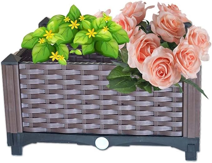 YSUEFIJO Planter Box Outdoor Raised Raised Garden Bed for Vegetables Garden Bed Kit Plastic with Drainage Holes for Flowers Herbs Fruits