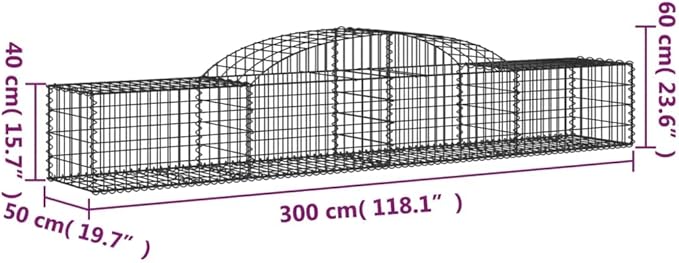 5-Pack Galvanized Iron Gabion Basket Set 118x118x24 in for Raised Garden Bed Outdoor Planter Wall Landscape Barrier Rock Cage for Yard Patio