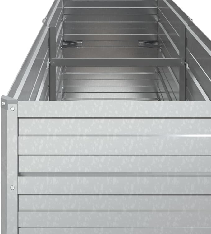 Galvanized Steel Garden Raised Bed Large Outdoor Planter Box with Open Bottom Metal Raised Planter Bed for Vegetables Flowers 63x15.7x30.3 Silver-248