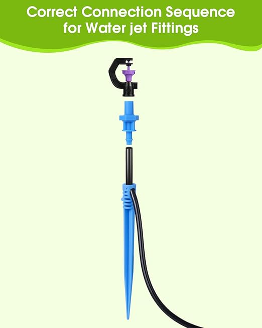 Automatic Lawn Sprinkler System with 32.8FT 8/12'' +16.4FT 4/7'' Tubing Kit G‑Type 360 Degree Rotation Sprinkler Watering for Drip Irrigation Watering Plants Yard &amp Lawn Care