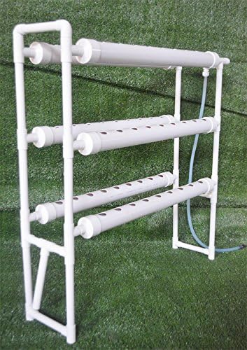 Hydroponic Grow Kit Hydroponics Growing System 54 Sites 6 Food-Grade PVC-U Pipes 3-Layers 2-Row Indoor Planting Kit with 110V Water Pump Timer for Growing Vegetables Flowers Plants