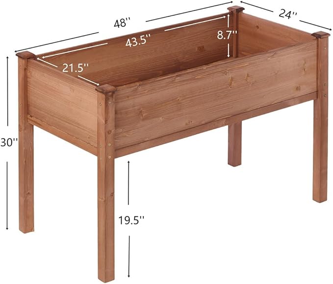 Wooden Raised Garden Bed 48x24x30 Elevated Planting Planter Box with Legs and Included Bed Liner for Vegetables Herbs and Flowers Ideal for Outdoor Gardening